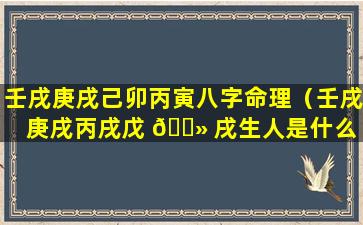 壬戌庚戌己卯丙寅八字命理（壬戌庚戌丙戌戊 🌻 戌生人是什么 🐟 意思）